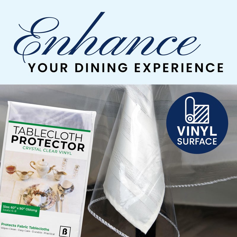BRODER MFG. INC. Tablecloth Protector Crystal Clear Vinyl (60"x90" Oblong) | Thick, Durable Clear Table/Tablecloth Protector | Perfect for Parties, Special Occasions, Gatherings, and Everyday Use - Image 2